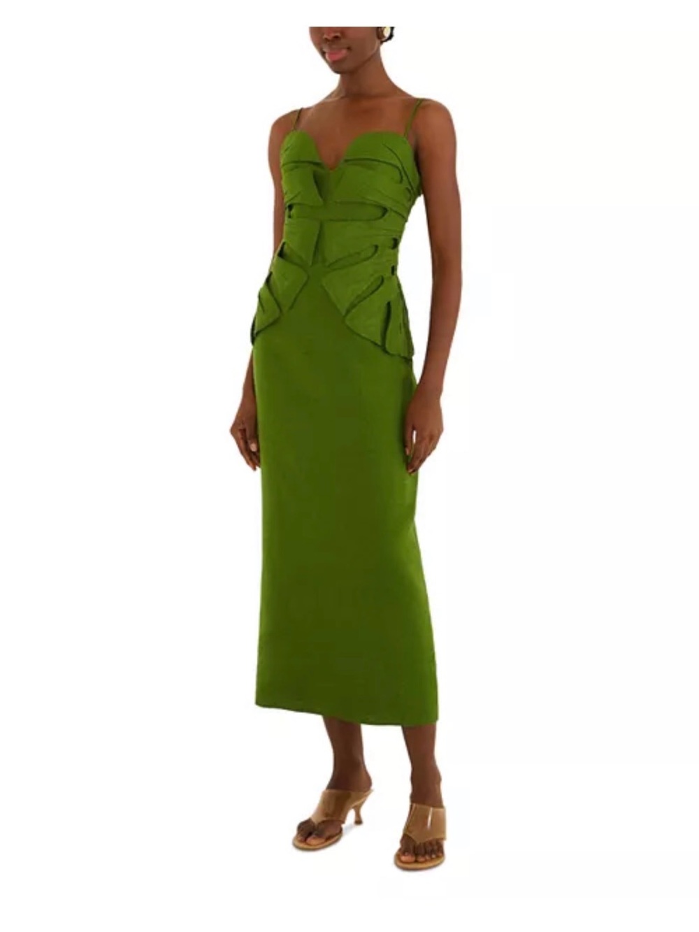 Farm Rio Linen Monstera Leaf Midi Dress